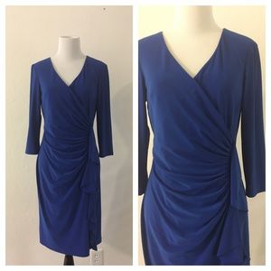 Blue draped midi dress